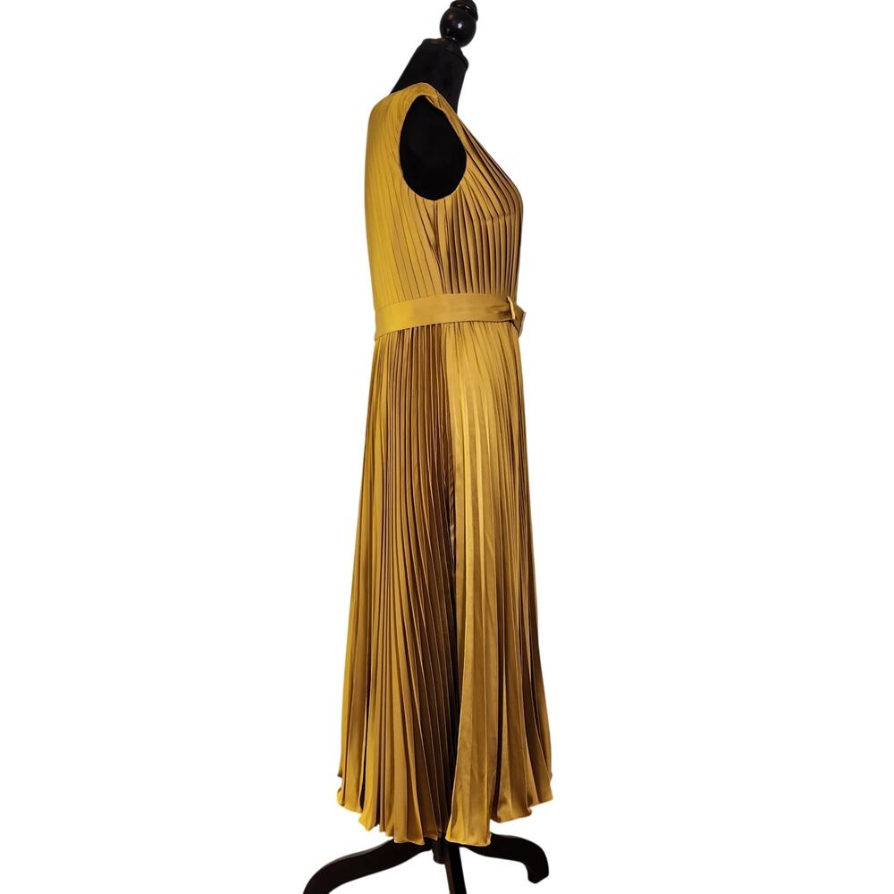 IEENA MAC DUGGAL NWT Pleated Cap Sleeve Chartreuse Dress 26483, Size 10 - Picture 3 of 15